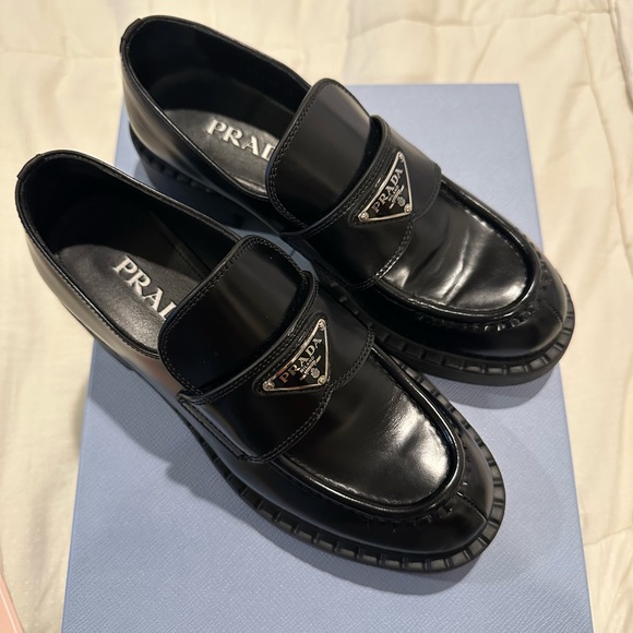 Prada Chocolate Loafers in Black - size 37.5 - Picture 5 of 14